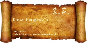 Kacz Pongrác névjegykártya